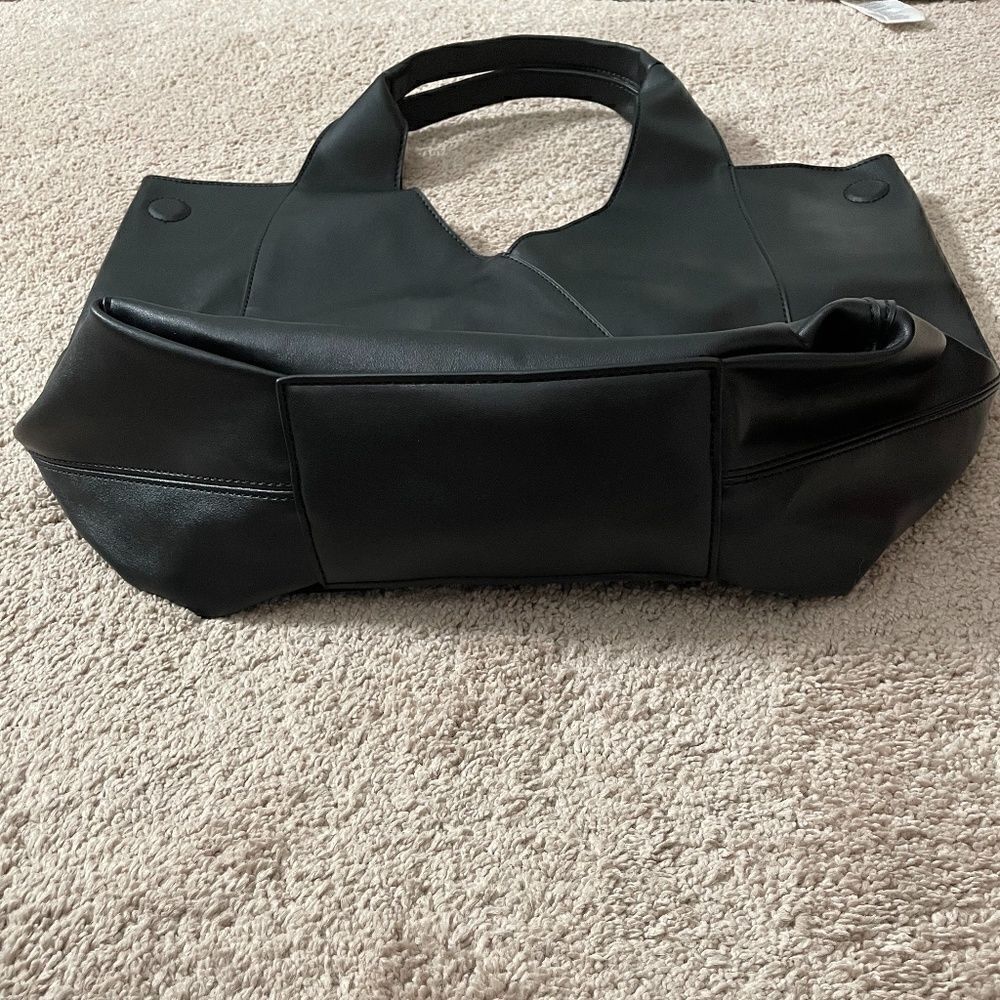 French Connection Black Suede and Faux Leather Kiera Tote Bag - Picture 2 of 3